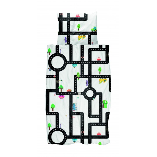 Snurk Kinderbettwäsche Garnitur CLAY TRAFFIC 160x210+65x100 cm