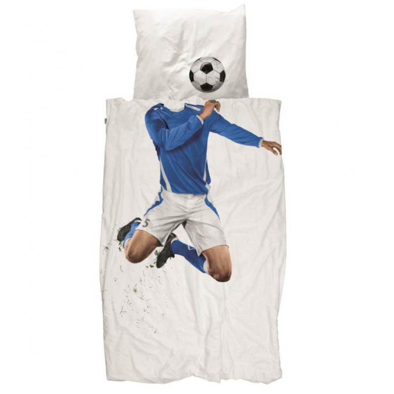 Snurk Jugendbettwäsche Fussball 160x210+65x100 cm blau